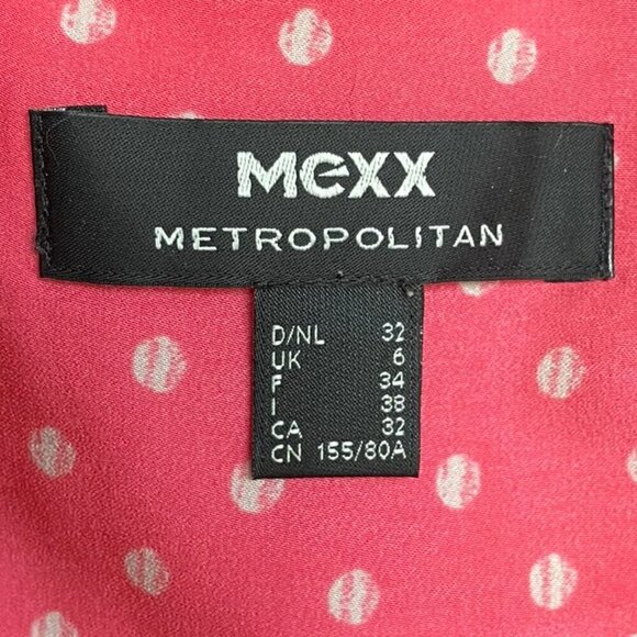 MEXX Pink White Polka Dot Sleeveless Blouse With Bow Women's Size 32, Size XS - Picture 6 of 9